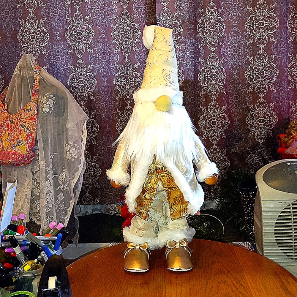 Classy dressed 25" tall standing sock knome soft sculpture decor